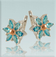 Срібні Сережки 925 проби з золотом "Лютик"